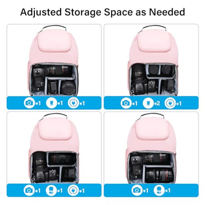MOSISO Camera Sling Bag, DSLR/SLR/Mirrorless Camera Case Crossbody Photography Backpack with Tripod Holder&Removable Modular Inserts&PU Handle Compatible with Canon/Nikon/Sony, Pink - color: Pink