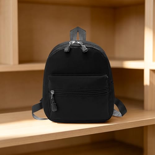 Nylon Women's Fashion Backpacks, Minimalist Small Backpack Purse with Adjustable Shoulder Straps, Portable Mini Daypack Bag for Travel/Daily Use(Black) - color: Black