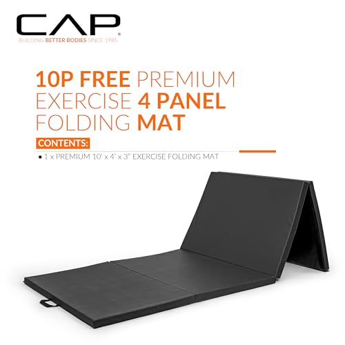 CAP Barbell All Purpose Folding Anti Tear Exercise Training Aerobic Fitness Gym & Gymnastics Balance Mat | Multiple colors - color: Black, style: 10' x 4' x 3.0" Thick