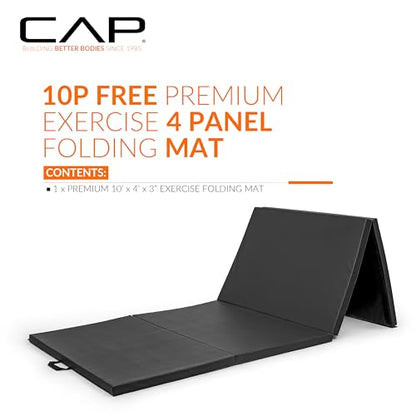 CAP Barbell All Purpose Folding Anti Tear Exercise Training Aerobic Fitness Gym & Gymnastics Balance Mat | Multiple colors - color: Black, style: 10' x 4' x 3.0" Thick