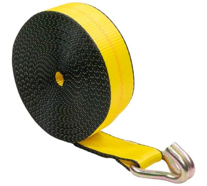Mytee Products 10 Pack 2" x 15' Winch Straps w/Wire Hook - 3333lbs WLL - Yellow Heavy Duty 2 Inch Cargo Control Tie Down Straps for Flatbed Truck Utility Trailer - color: 10 - Pack, size: 2" x 15'
