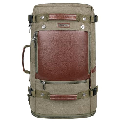 WITZMAN Travel Backpack for Men Women Carry on Luggage Backpack Canvas Rucksack Duffel bag with Shoe Compartment（A2021 Light green） - color: 22.5 Inch Army Green