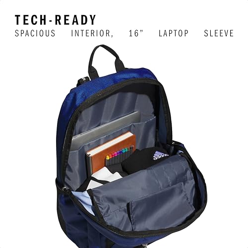 adidas Excel 7 School Backpack for Laptop, Gym and Travel, 34L, Bold Twill Bright Royal- Legend Ink/Black/Silver Metallic/7, OSFA - color: Bold Twill Bright Royal- Legend Ink/Black/Silver Metallic/7, size: One Size