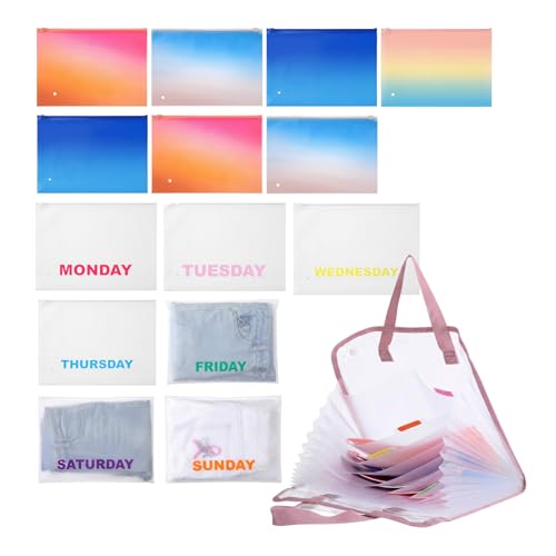 Tallew 15 Set Packing Cubes for Travel Days of Week Packing Cubes Weekly Organizer with Storage Bag Camping Luggage Organizers for Travel Summer Camp Essentials Suitcases (Pink) - color: Pink