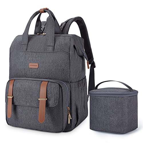 mommore Breast Pump Bag Backpack for Spectra S1,S2 Medela Diaper Backpack for Working Moms with 15.6 inch Laptop Sleeve, Grey - color: Grey