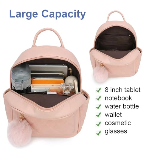 Girls Fashion Mini Backpack Purse Small Cute Plaid Leather Women Backpacks Little Bag (Pink) - color: Pink