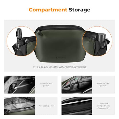 K&F CONCEPT Camera Sling Bag Crossbody Bag Waterproof Camera Shoulder Backpack DSLR/SLR/Mirrorless Camera Case - color: 13 Deep Green Large