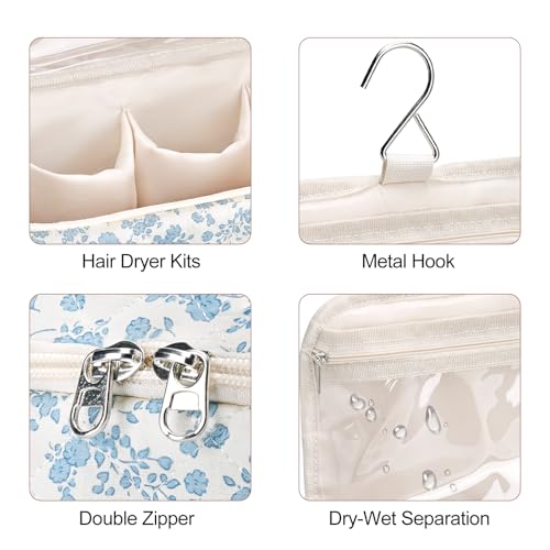 Quilted Hair Tools Travel Bag, Cute Portable Organizer Case with Hanging Hook, Compatible with Dyson Airwrap Styler,Hair Curler Accessories - color: White Bow