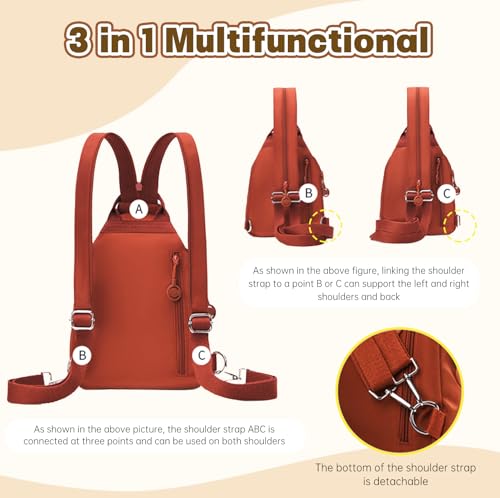 Waterproof 2-Way Mini Commuter Bag, Multi-Compartment Oxford Small Backpack, For Women, Collegeman, Commuter, Travel with Anti-Theft,Three in One Multifunctional Convertible Design (Orange) - style: Orange