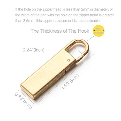 Zpsolution Gold Zipper Pull Replacement Metal Zipper Tab Repair Easy Use for Broken and Missing Pulls On Luggage Suitcase Jacket Backpacks Coat Boots - color: 4 gold