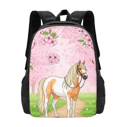 Lightweight Polyester Daypack Animal White Horse, Anti Theft Large Capacity Travel Hiking Backpack Unisex Carry On Bag for Outdoor Commute Business Use - color: Design (871)
