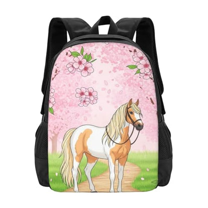 Lightweight Polyester Daypack Animal White Horse, Anti Theft Large Capacity Travel Hiking Backpack Unisex Carry On Bag for Outdoor Commute Business Use - color: Design (871)