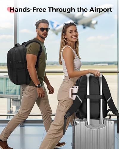 MATEIN HER Work Laptop Backpack for Men Women Fits 17'' Computer, Black | Anti Theft, Water Resistant, with Lunch Compartment, Water Bottle Holder, Office Travel Commute, Bookbag for College - color: Black