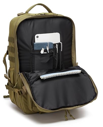Wotony Military Tactical Backpack for Men Waterproof Daypack 3 Day Assault Pack Molle Bag with Water Bottle Holder - color: Khaki, size: 50L