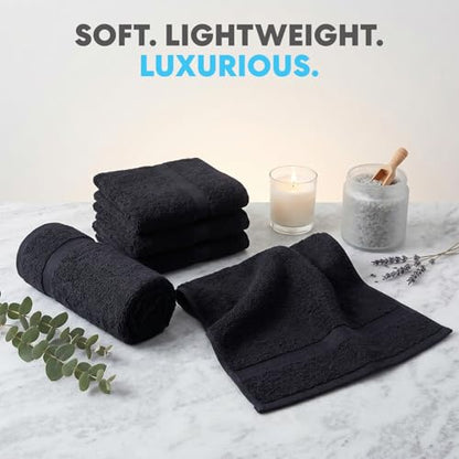 Simpli-Magic Cotton Hand Towels, 16"x27", Black, Not Bleach Proof, 12 Count - color: Black
