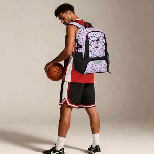 Goloni 40L Basketball Bag,Large Basketball Backpack with Ball Compartment & Shoe Compartment,Backpack for Soccer,Volleyball - color: Fireworks Display