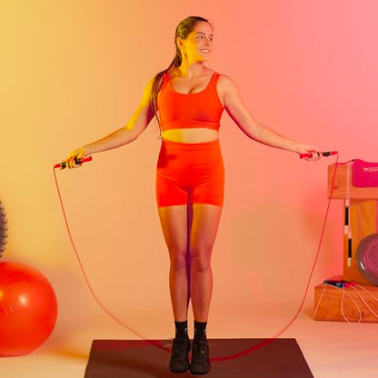 Elite Jumps Freestyle PVC Jump Rope Bundle - Premium Quality Adult Jump Ropes for Fitness - Lightweight Cardio Skipping Jump Rope for Exercise and Training - Unbreakable Grip Tape Handles - color: Red