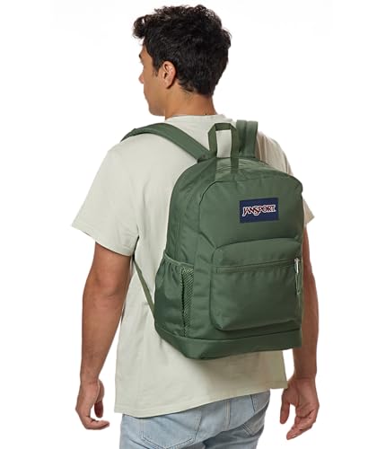 JanSport Cross Town Plus Backpack - Large Main Compartment, Side Water Bottle Pocket, 15-Inch Padded Laptop Sleeve - Cargo Green - color: Cargo Green
