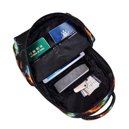 Casual Travel Backpack Ice Water Fire Flame Softball Baseballs for Men Women, Lightweight Water Resistant Commuter Daypack with Laptop Compartment and Side Mesh Pockets - color: Pattern (257)