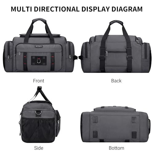 WITZMAN Duffle Bag for Men Large Overnight Carry On Weekender Bag with Shoe Compartment Sports Gym Duffle Bags for Traveling(B719 Silvery Grey) - color: Silvery Grey