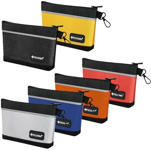 TICONN Tool Pouches with Zipper, 1680D Oxford Small Tool Bags, Waterproof Utility Bag Zipper Pouch for Tool Organizers and Storage (6 Pack Small) - size: Colored, 6 Pack Small