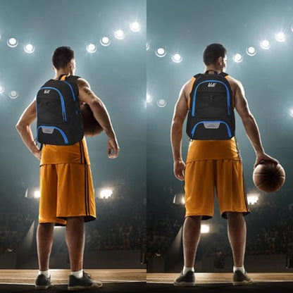 WOLT Basketball Backpack Large Sports Bag with Separate Ball Holder & Shoes Compartment, Best for Basketball, Soccer,Gym - color: Zipper Blue