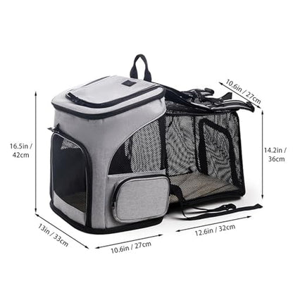 Cat Carrier Backpack, Airline Approved Expandable Pet Carrier, Breathable Mesh Backpack for Small Dogs & Medium Cats Hiking Camping Travel (Gray) - color: Gray