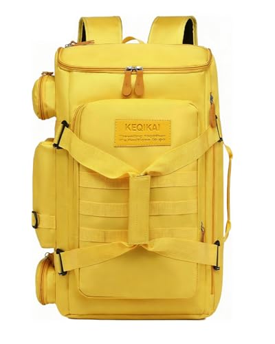 Large Travel Duffle Bags Backpack for Men Women, 50L Sports Gym Bag with Wet Pocket, Waterproof Carry On Backpack Weekender Overnight for Workout, Fitness, Outdoor, Business Yellow - color: Yellow