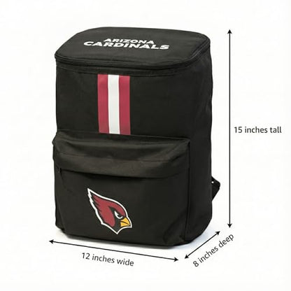 Cooler Backpack – Portable Soft Sided Ice Chest – Insulated Bag Holds 36 Cans - Football Gear – Show Your Team Spirit with Officially Licensed Fan Gear - style: Arizona Cardinals