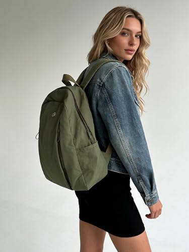 Nylon Backpack for Women Men, Waterproof Travel Backpack Purse Casual Daypack, Gym School Backpack for Daily Cycling (Green) - color: Green