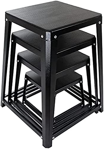 Plyometric Platform Box, Plyometric Box Jump Set For Home Gym Training, Conditioning, Strength Training - color: Set of 4 Black