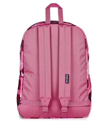 JanSport SuperBreak One Backpack - Durable, Lightweight Bag with 1 Main Compartment, Front Utility Pocket with Built-in Organizer, Premium Backpack, Pop Art Pansies - color: Pop Art Pansies Digital Fuchsia/Multi