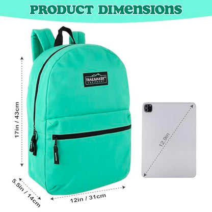 Trail maker Classic 17 inch Backpacks with Adjustable Padded Straps | School Backpacks for Girls, Boys (Aqua) - color: Aqua