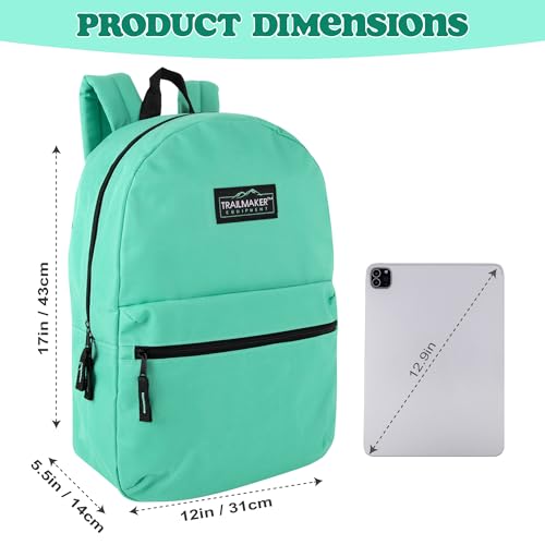 Trail maker Classic 17 inch Backpacks with Adjustable Padded Straps | School Backpacks for Girls, Boys (Aqua) - color: Aqua