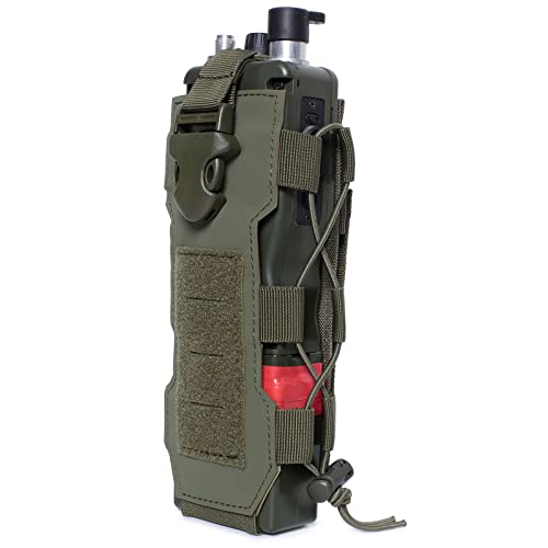 2023 Upgrade Laser Cut Design Molle Radio Pouch Holder & Molle Adjustable Water Bottle Holder 40 oz,Black/Green/Coyote Tan Tactical Bottle Pouch for Backpack Belt - color: Army Green
