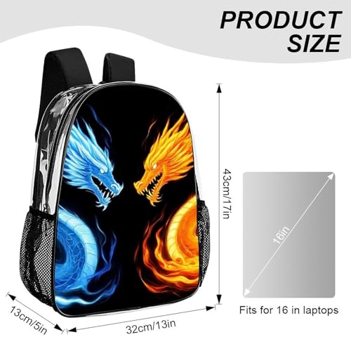 Lightweight Backpack for Gym Travel Bicycle, Big Capacity Multipurpose Anti-Theft Carry On Bag, Ice Blue And Red Fire Flame Dragon Travel Hiking Bag Day Pack - color: Pattern 215