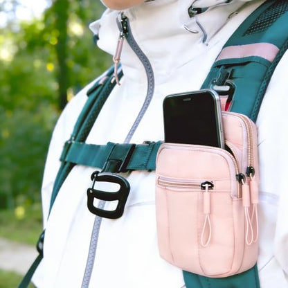 Backpack Strap Pouch Pack，Waterproof Backpack Strap Pocket Attachment Bag for Hikers accessories，Cell Phone Pouch, phone Holster Holder for women Belt, ，cell phone bag，green - color: Green