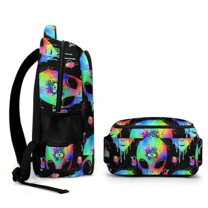 Waterproof Hiking Backpack Alien Trippy Painting Art, Anti Theft Travel Laptop Rucksack with Multi Compartments for Men Women Outdoor Sports - color: Pattern (256)