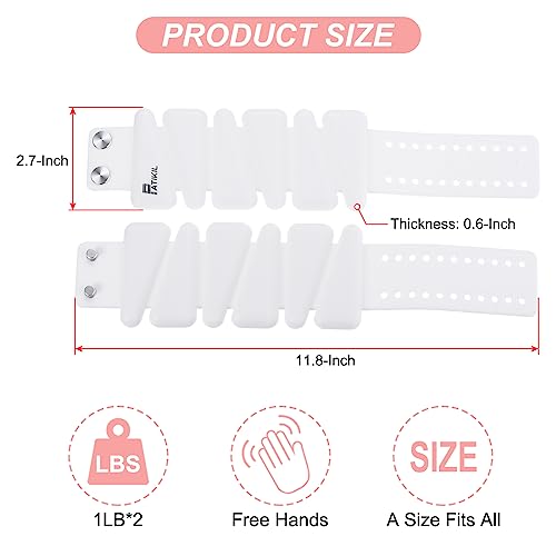 PATIKIL Adjustable Wrist Weights Set of 2, 2Lbs Total (1lb Each) Silicone Ankle Walking Weights for Women Men Bracelets for Training Yoga Jogging Aerobics - color: White
