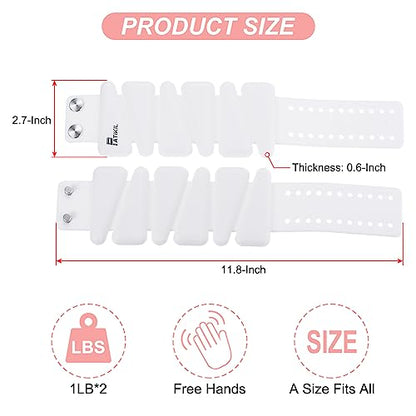 PATIKIL Adjustable Wrist Weights Set of 2, 2Lbs Total (1lb Each) Silicone Ankle Walking Weights for Women Men Bracelets for Training Yoga Jogging Aerobics - color: White