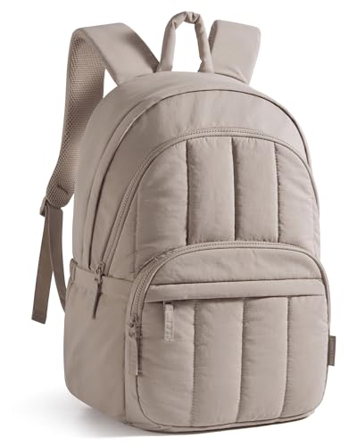 BAGSMART Womens Backpack Small Travel Laptop Backpack for Women, Quilted College Laptop Bookbag, Work Back Pack for Women, Cute Computer Water-Resistant Casual Daypack, Puffer Camel - color: 03-camel