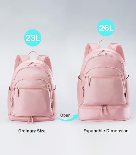 Uselike Gym Backpack for Women Men, Lightweight Gym Bag with Shoe Compartment, Waterproof Workout Backpack with Wet Pocket - color: Pink