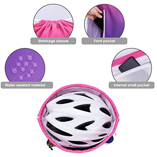 WANDF Drawstring Backpack Sports Gym Sackpack with Mesh Pockets Water Resistant String Bag for Women Men (Rose Red) - color: Rose Red