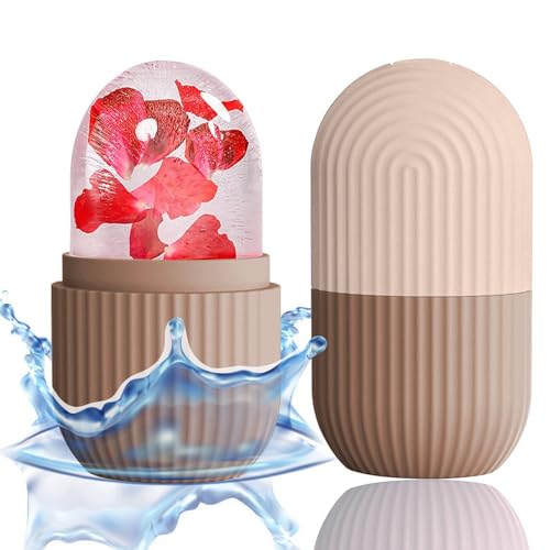 XHJRI Ice Face Roller Massager,Ice Cube Roller for Face, Eyes and Neck Naturally Conditioning and Skin Care,De-Puff Eye Bags,Reduce Migraine Pain,Reusable Massage Silicone Ice Mold (Coffee) - color: Coffee