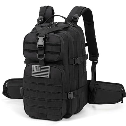 Camo hunting backpack，small tactical backpack, military backpack for men， camping backpack, 3-day bag(Black) - color: Black