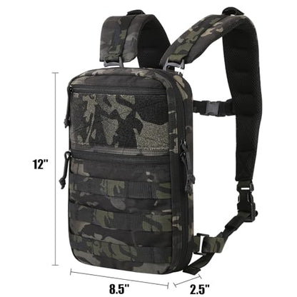 PETAC GEAR Tactical Molle Hydration Pack for 1.5L - Lightweight Water Reservoir Bag for Molle Vest Backpack, for Hiking, Hunting - style: MCBK without bladder