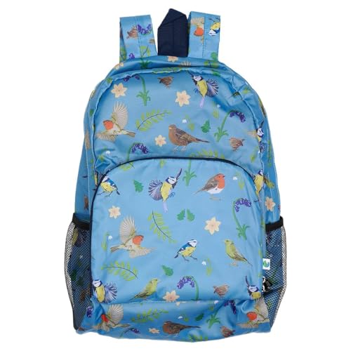 ECO CHIC Hiking Lightweight Packable Backpack - Foldable Daypack for Travel & Hiking & Outdoor Adventures - Waterproof Backpack from Recycled Materials (RSPB Birds Blue) - color: Rspb Birds Blue