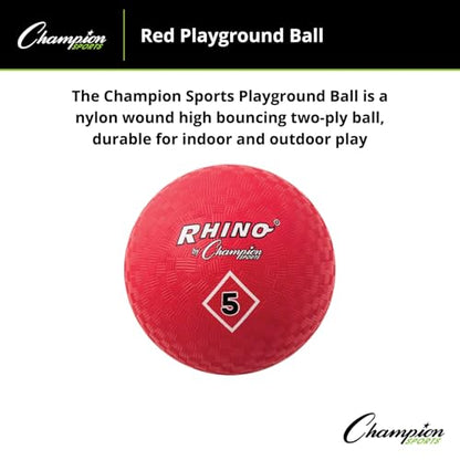 Champion Sports Playground Ball – Durable High-Bounce Ball, Sizes 5", 6", 7", 10", 13" & 16" for Gym, Recess & Play - style: 5" Diameter