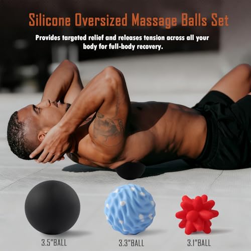 3-Piece Silicone Massage Ball Set for Deep Tissue and Trigger Points - Lacrosse Massage Balls for Myofascial Release, Muscle Knots & Plantar Fasciitis (Silicone Full-Body Recovery Set) - style: Silicone Full-body Recovery Set