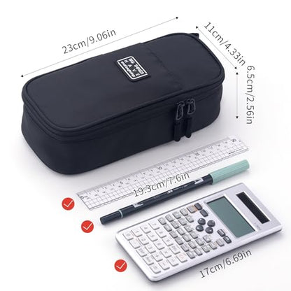CICIMELON Durable Pen Pencil Case for School Supplies, High Capacity Pencil Bag Pouch Organizer for Teen Girls Boys Adults, Black - color: Black